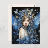 Schöne blaue Flügel Weinreben und Blätter Postkarte (Vorne/Hinten)