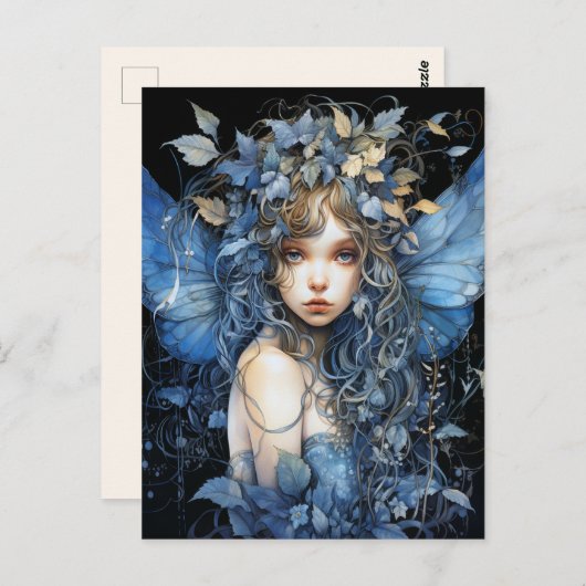 Schöne blaue Flügel Weinreben und Blätter Postkarte (Vorne/Hinten)