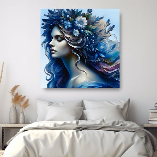 Schöne blaue Frau Trendy Art Poster