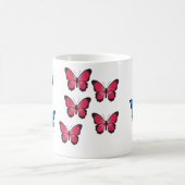 Schöne, blaue Fuchsienrosa Schmetterlinge Kaffeetasse (Mittel)