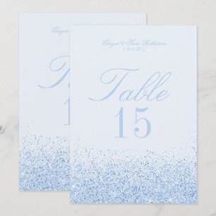 Schöne blaue Glitter-Hochzeit Tischnummernkarten Einladung