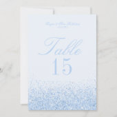 Schöne blaue Glitter-Hochzeitstisch-Nummern-Karten Einladung (Vorderseite)