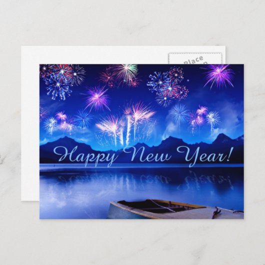 schöne blaue glückliche Postkarte (Vorne/Hinten)