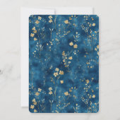 Schöne blaue Gold-Blumen-Geburtstag Einladung (Rückseite)