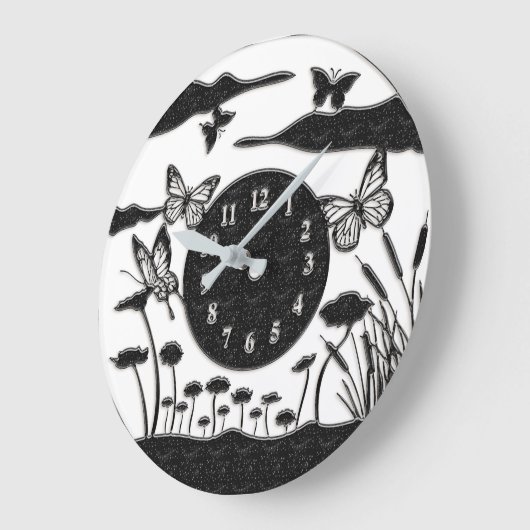 Schöne blaue/goldene Schmetterlinge Große Wanduhr (Winkel)