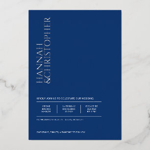 Schöne blaue Hochzeit Folieneinladung