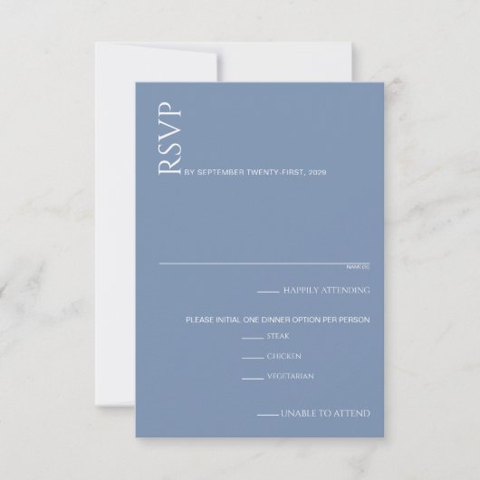 Schöne blaue Hochzeit RSVP Karte (Vorderseite)