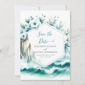 Schöne blaue Hochzeit Save The Date (Vorderseite)