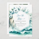 Schöne blaue Hochzeit Save The Date (Vorne/Hinten)
