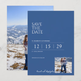 Schöne blaue Hochzeit Save The Date