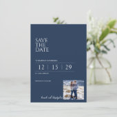 Schöne blaue Hochzeit Save The Date (Stehend Vorderseite)