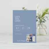 Schöne blaue Hochzeit Save The Date (Stehend Vorderseite)