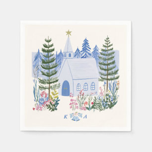 Schöne blaue Hochzeitskirchenglocke Serviette