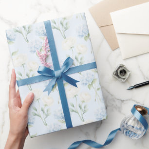 Schöne Blaue Hortensien Blumen Hochzeit Geschenkpapier