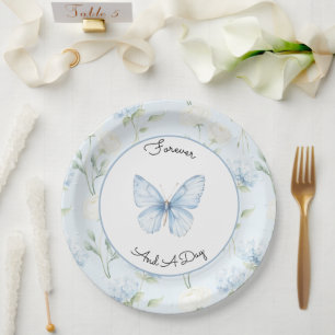 Schöne Blaue Hyndrangea Blumen Hochzeit Pappteller