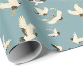 Schöne blaue japanische Krane Geschenkpapier (Rolleneckpunkt)