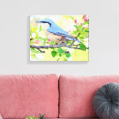 Schöne blaue Jay an einer Zweigstelle von Berries Leinwanddruck (Insitu (Wohnzimmer))