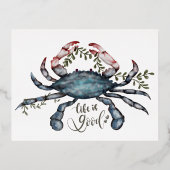 Schöne blaue Krebse Design Folien Feiertagspostkarte (Vorderseite)
