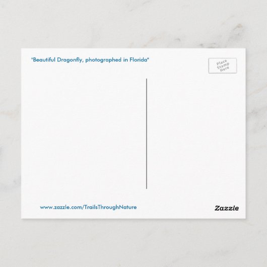 Schöne Blaue Libelle Postkarte (Rückseite)