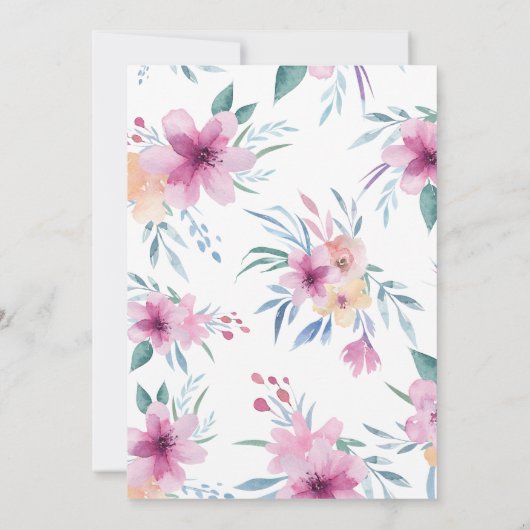 Schöne blaue Lila Blume Hochzeit Einladung (Rückseite)