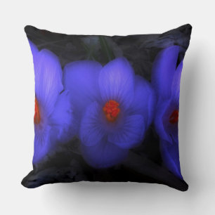 Schöne blaue Lila Crocus Blooms Kissen