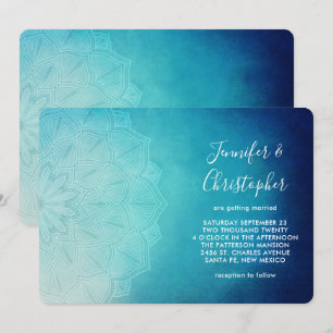 Schöne blaue Mandala-Abstrakte Hochzeit Einladung