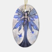 Schöne blaue Märchen und Schmetterlingsmarine Fant Keramikornament (Links)