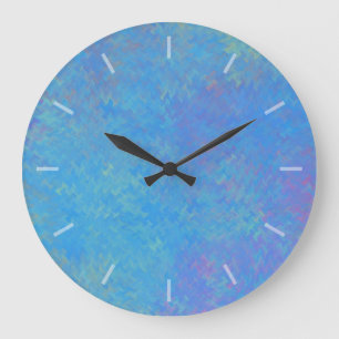 Schöne blaue marmorierte Papiergestaltung Große Wanduhr