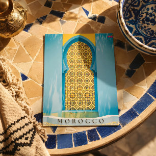 Schöne blaue marokkanische Tür in Marrakech Postka Postkarte