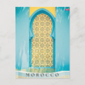 Schöne blaue marokkanische Tür in Marrakesch Postk Postkarte (Vorderseite)