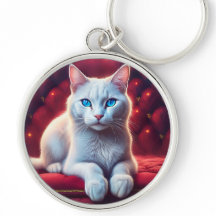 Schöne blaue Mit Augen Albino Katze auf dem exotis