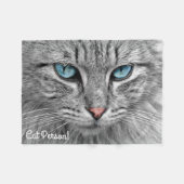 Schöne blaue Mit Augen graue und weiße Katze Fleecedecke (Vorderseite (Horizontal))