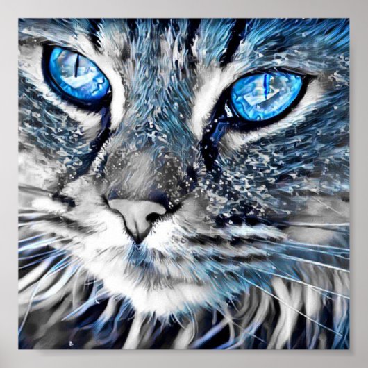 Schöne blaue mit Augen Katze Poster (Vorne)