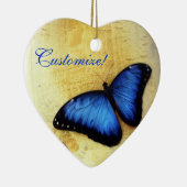 Schöne blaue Morpho Schmetterlings-Verzierung Keramikornament (Rechts)