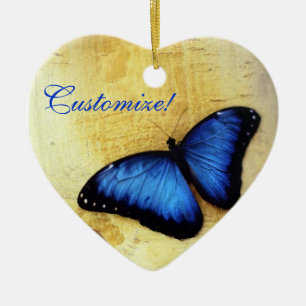 Schöne blaue Morpho Schmetterlings-Verzierung Keramikornament