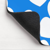 Schöne blaue Mousepad mit großen weißen Herzen (Ecke)