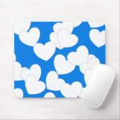 Schöne blaue Mousepad mit großen weißen Herzen (Mit Mouse)