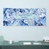 Schöne blaue Peonies zum Geburtstag Banner (Messe)
