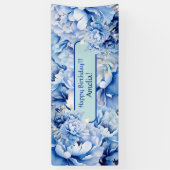 Schöne blaue Peonies zum Geburtstag Banner (Vertikal)