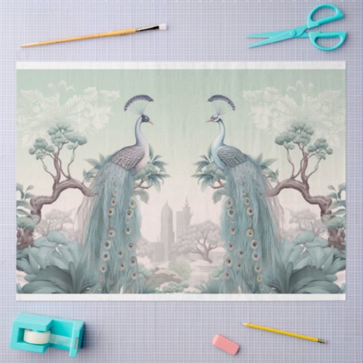 Schöne blaue Pfauen Seidenpapier (Basteln)