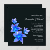 Schöne Blaue Plumeria Hochzeitsfeier Einladung (Vorne/Hinten)