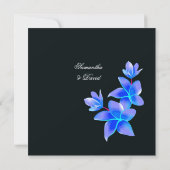 Schöne Blaue Plumeria Hochzeitsfeier Einladung (Rückseite)