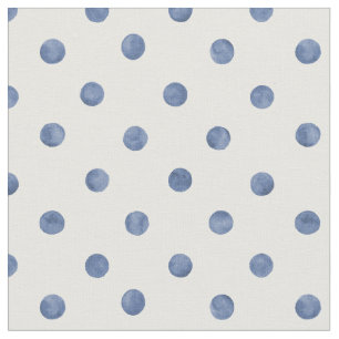 Schöne blaue Polka-Punkte auf weißem Hintergrund Stoff