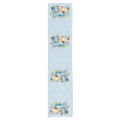 Schöne blaue Pumpkin Herbst Wasserfarbe Fall Kurzer Tischläufer (Vorderseite)