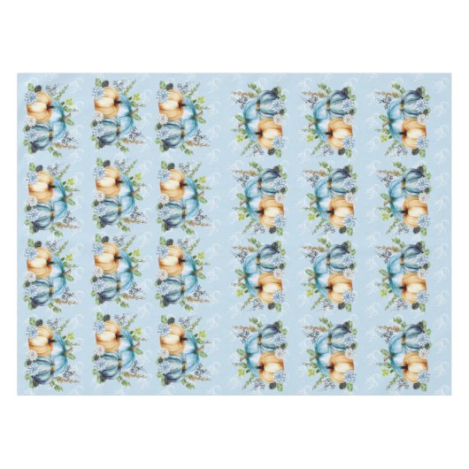 Schöne blaue Pumpkin Herbst Wasserfarbe Fall Tischdecke (Vorderseite (Horizontal))