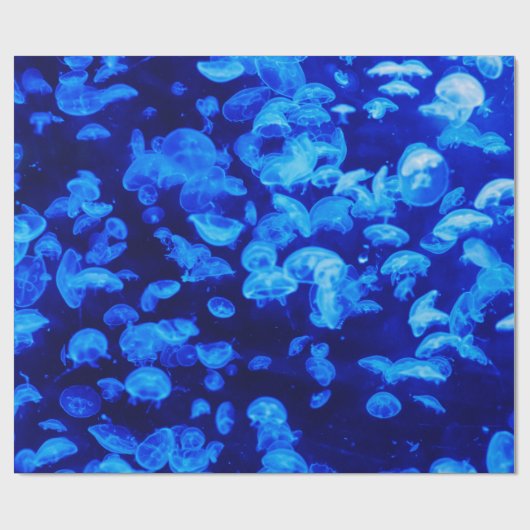 Schöne blaue Quallen Geschenkpapier (Flach)