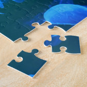 Schöne Blaue Quallen in grünem Wasser Puzzle (Seite)