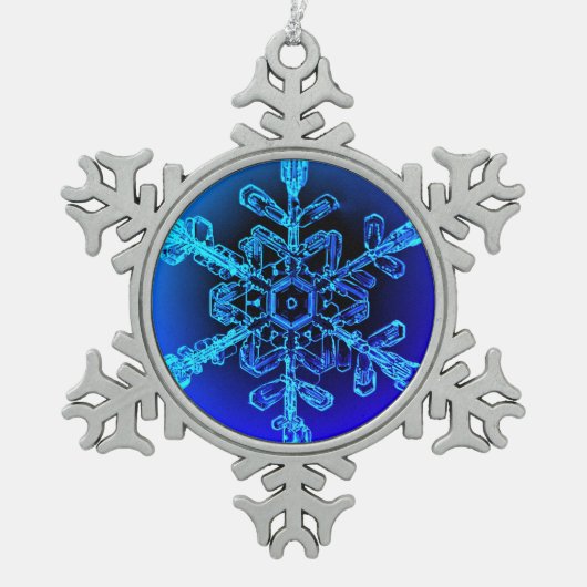Schöne blaue Rodelbahn mit Aussicht Snowflake Gera Schneeflocken Zinn-Ornament (Vorderseite)
