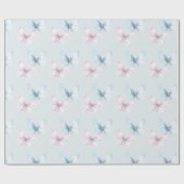 Schöne blaue rosa Schmetterlinge Geburtstag Geschenkpapier (Flach)