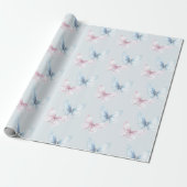 Schöne blaue rosa Schmetterlinge Geburtstag Geschenkpapier (Ungerollt)